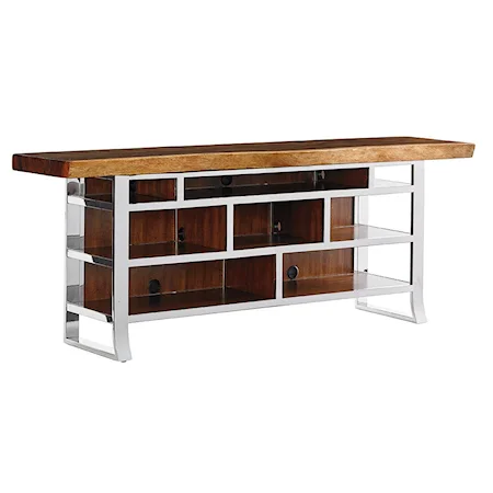 Katara Media Console with Live Edge Wood Top and Wire Management